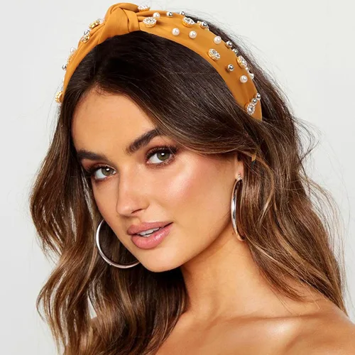Miniatura 4 de Diademas anudadas de cristal con diamantes de imitación para accesorios para el cabello, mujeres, niñas, adolescentes y bebés (azul marino)