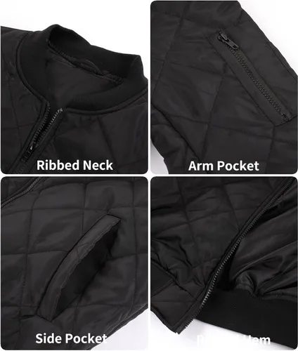 Miniatura 5 de Chaquetas de bombardero para hombre, acolchado de diamante, para otoño e invierno, abrigo ligero