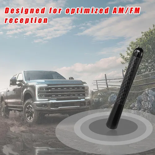 Miniatura 6 de Augeny Antena corta para automóvil, repuesto de antena de fibra de carbono con tornillos para recepción de radio AM/FM, accesorios de automóvil Negro