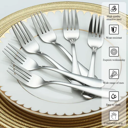 Miniatura 4 de Evanda - Juego de 24 tenedores de postre, 5.62", tenedor de repostería de acero inoxidable, tenedor de aperitivo para fruta, pastel, queso, viajes