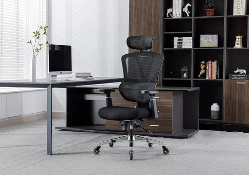 Miniatura 2 de Silla ergonómica de oficina con respaldo alto Ruedas de hoja rodante Silla de malla para ejecutivos, asistentes a la oficina, trabajo desde