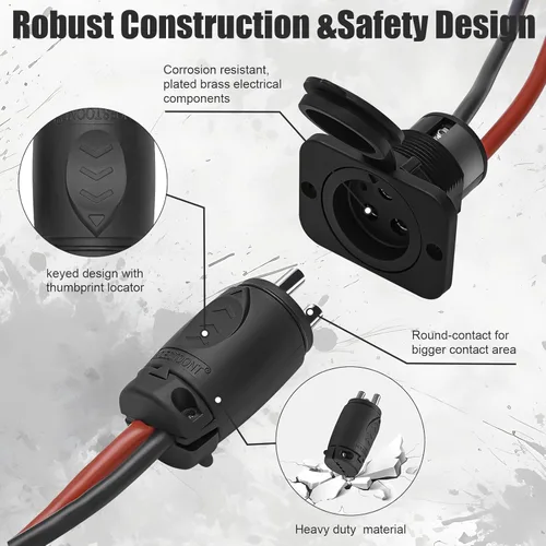 Miniatura 5 de Enchufe y Receptáculo de Motor de Arrastre 70A para Sistemas de 2 o 3 Hilos de 12-48V Compatible con Minn Kota para Barco Marino, Conector