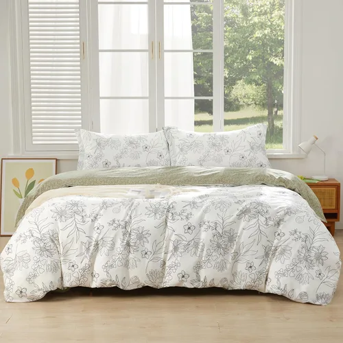 Miniatura 48 de SAPHREAS Juego de Funda de Edredón de Flores Rosas 2 piezas Algodón Estilo Jardín Campanilla Floral Ropa de Cama Juego de Funda de Edredón 100%