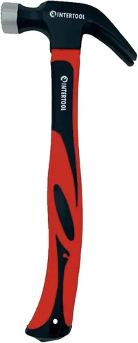INTERTOOL Martillo de garra de 16 onzas / 1 libra para enmarcar, clavos, carpintería, cara fresada y mango de fibra de vidrio antideslizante que