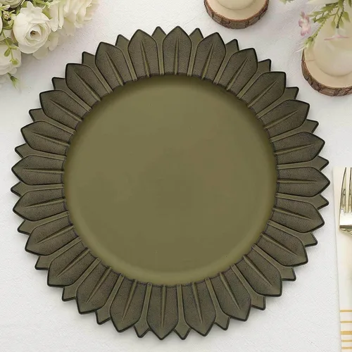 Miniatura 11 de Efavormart Paquete de 6 Platos Cargadores de Cena de Plástico de Girasol Amarillo Mostaza Mate de 13", Bandejas Redondas Desechables para Servir