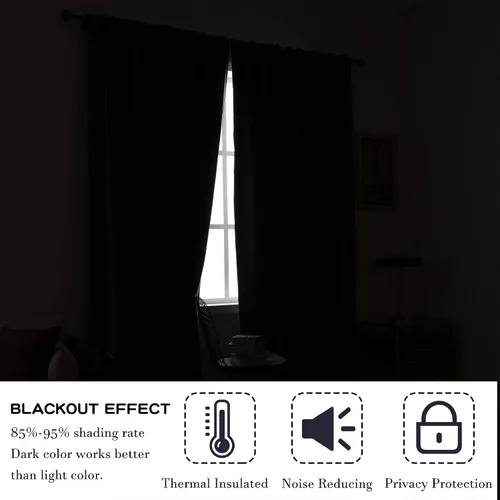 Miniatura 5 de DUALIFE Cortinas opacas de 45 pulgadas de largo, 2 paneles para ventanas pequeñas de dormitorio, aislamiento térmico, bolsillo para barra, cortinas