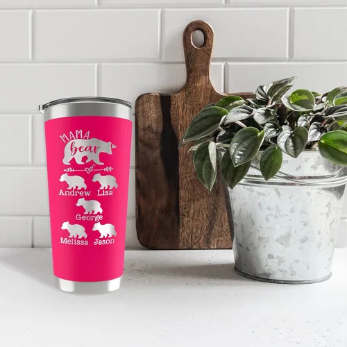 Miniatura 5 de Vaso personalizado con nombres grabados de hasta 6 cachorros, 5 fuentes, 13 colores, regalos para mamá de parte de su hija o hijo