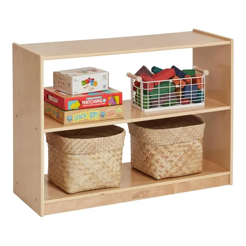 Miniatura 12 de ECR4Kids Gabinete de almacenamiento móvil de isla con 2 estantes, Muebles para aulas, Lavado gris