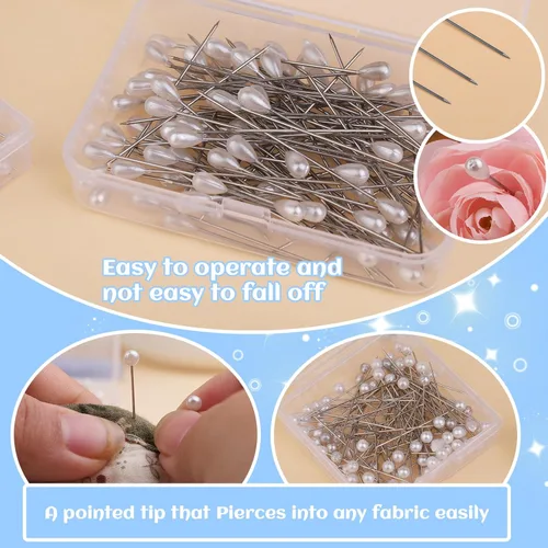 Miniatura 5 de 400 accesorios para ramo de flores, 4 estilos de 1.5 a 2.1 pulgadas, alfileres de ramillete, alfileres de ramo de perlas, alfileres de cabeza