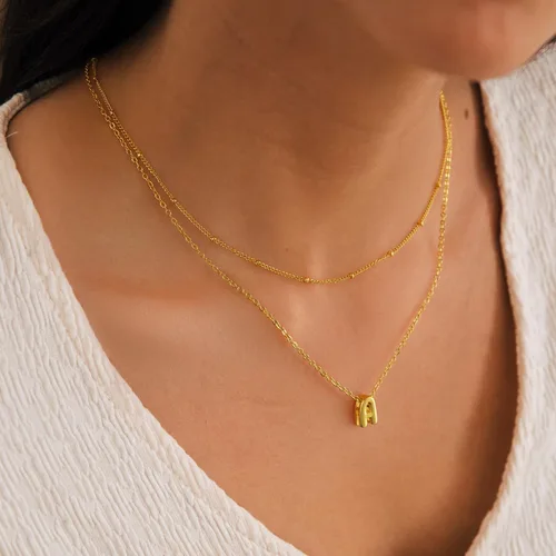 Miniatura 7 de Collar de letras doradas y plateadas, con inicial en capas para mujer, pequeños collares con dije, gargantilla delicada, collar lindo apilable