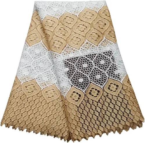 Tela de encaje africano tela de guipur soluble en agua 5 yardas de tela de cordón nigeriano para costura diaria de ropa (27431)