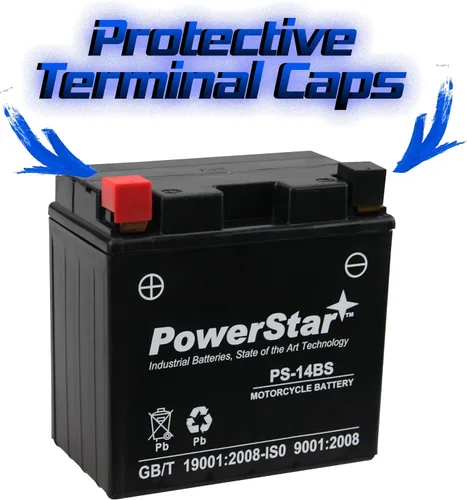 Miniatura 2 de PowerStar YTX14-BS, YTX14, KMX14-BS, FTX14-BS Batería de repuesto 200cca Alto rendimiento WP14-BS sellado AGM para Powersports