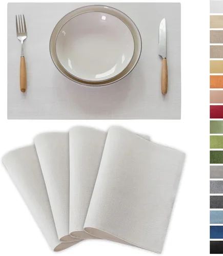 Miniatura 47 de Demetex Juego de 4 manteles individuales de lino resistentes al calor, manteles individuales de arpillera para comedor, cocina, banquete, lino claro