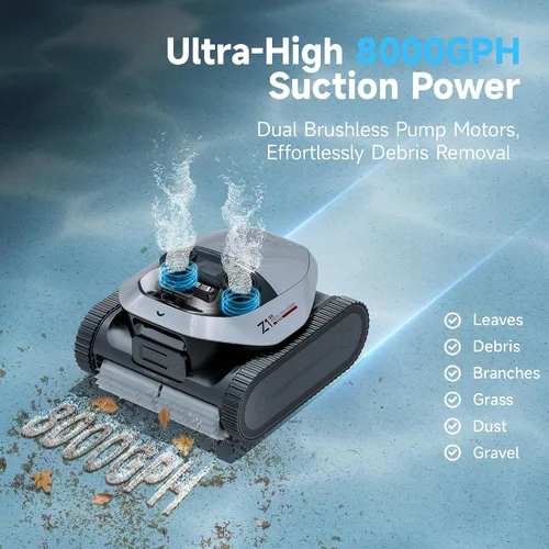 Miniatura 2 de DREAME Z1 Pro Limpiador robótico de piscinas inalámbrico, control remoto LiFi, succión de 8000 GPH, limpieza horizontal a nivel del agua