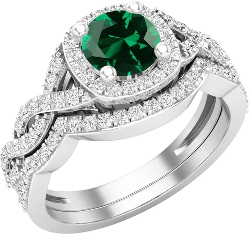 Miniatura 11 de Dazzlingrock Collection Juego de anillos de boda redondos de 0.228 in creados en laboratorio y diamantes blancos naturales para mujer