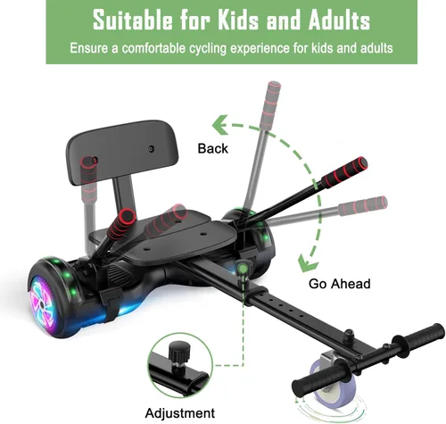 Miniatura 3 de CBD Patinete con luces LED Corlorful, ruedas de 6.5 pulgadas, scooter doble de 300 W para niños, niñas, niños y adultos, todas las edades