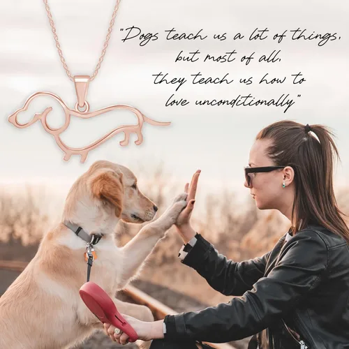 Miniatura 3 de AFFY Dachshund Collar con colgante de perro en oro de 14 quilates sobre plata de ley