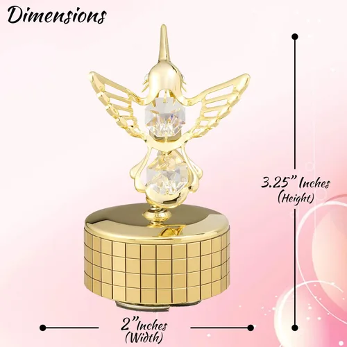 Miniatura 3 de Matashi Regalo de Navidad para mujer, caja de música de colibrí con cristal chapado en oro de 24 quilates, pieza de exhibición de mesa