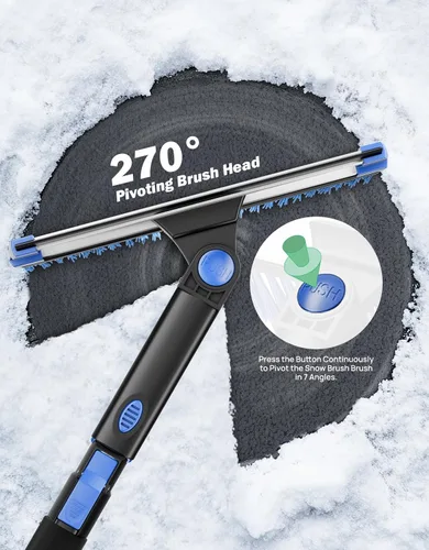 Miniatura 2 de JOYTUTUS Cepillo de nieve extensible de 47.7 pulgadas y raspador de hielo, cepillo rascador de nieve giratorio de 270° para parabrisas de automóvil
