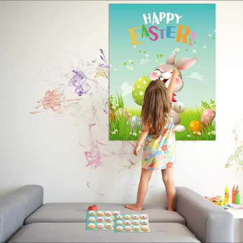 Miniatura 7 de Pin The Tail on The Bunny Fiesta de juegos de Pascua para niños, actividades de búsqueda de huevos de Pascua, juegos de Pascua con calcomanías