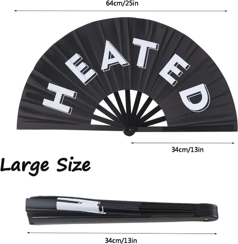 Miniatura 2 de Paquete de 2 ventiladores de mano plegables grandes para hombres y mujeres, ventilador chino de Kung Fu Tai Chi, abanicos de mano plegables vintage
