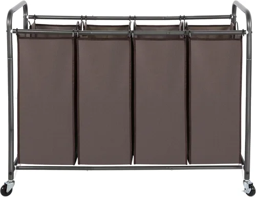 Miniatura 11 de STO STO Clasificador de ropa sucia de 3 secciones, cesta de ropa con 3 bolsas, cesta de lavandería con ruedas resistentes y bolsa extraíble para Gris