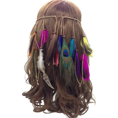 Miniatura 13 de CBLUO 3 pinzas para el pelo de plumas de Halloween, hippie, indio, bohemio, pasadores con borla, bohemios, para mujer, horquillas para el cabello
