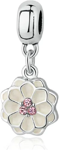 Abalorio colgante de flores, Plata Diamante de imitación