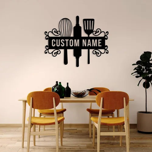 Miniatura 3 de Letrero de nombre de cocina personalizado, decoración de pared de metal, letrero de metal personalizado para cocina, decoración de pared de cocina