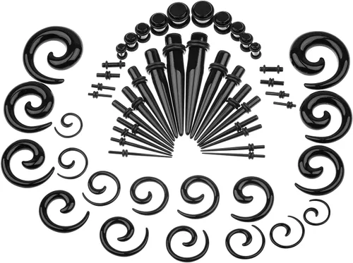 Miniatura 8 de Memsion Kit de estiramiento de orejas, 54 piezas, 14 calibres 00, kit de piercings
