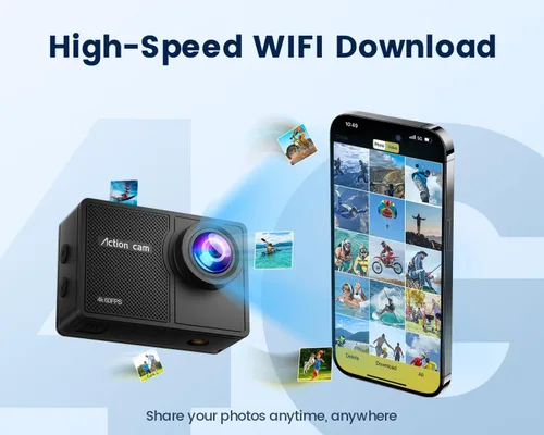 Miniatura 6 de Cámara de acción Camlance 4K 60FPS con tarjeta de 64GB - Cámara impermeable de 48MP, cámara submarina de 40M, zoom de 8X, estabilización EIS, WiFi