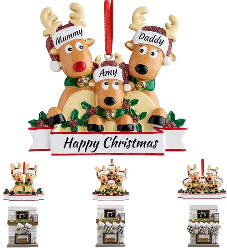 Miniatura 14 de Mantel de chimenea, adornos de Navidad personalizados para la familia, 2025, medias personalizadas, familia de 2, 3, 4, 5, 6 nombres, adorno