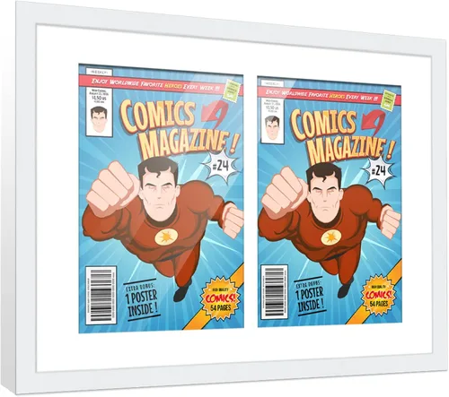Miniatura 67 de Poster Palooza Marco de cómic con paspartú para 1 cómic de la Edad de Bronce publicado entre 1970 y 1985, marco de cómic negro para cómic de 7.25 x