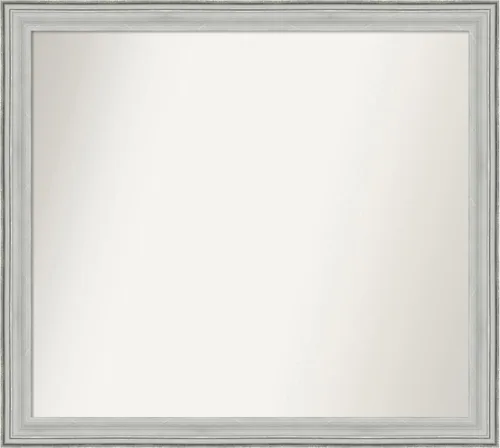 Miniatura 356 de Amanti Art Espejo de baño plateado para sobre fregadero, 25 x 25 pulgadas, espejo de tocador cuadrado estrecho de níquel cepillado, marco de madera