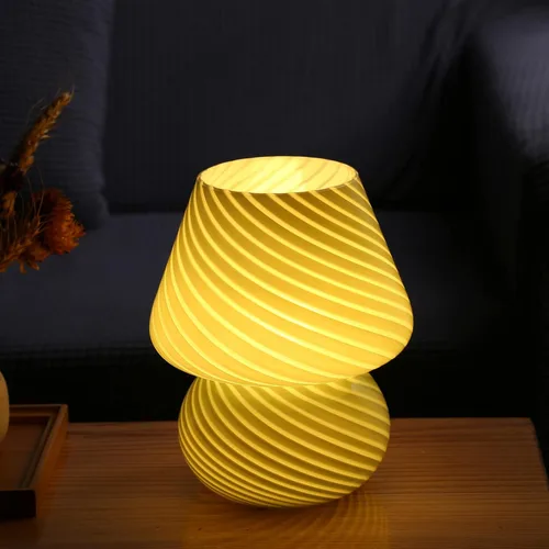 Miniatura 5 de Lámpara de Hongo, Lámparas de Mesa de Noche de Cristal Verde Murano Vintage Pequeñas de Mesita de Noche Lámpara de Escritorio Luz en Espiral