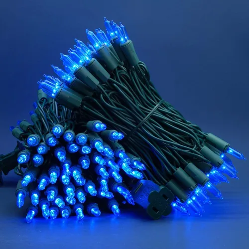 Miniatura 3 de Juego de luces de cadena navideñas azules de 200 unidades LED, 66 pies de cable verde, juego de luces festivas UL certificadas de grado comercial