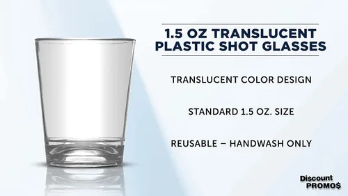 Miniatura 3 de DISCOUNT PROMOS Vasos de chupito de plástico translúcido de 1.5 onzas, juego de 10, paquete a granel, acrílico, ideal para bodas, fiestas