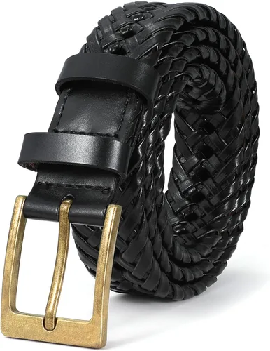 Cinturón de cuero trenzado para hombre, jeans casuales, golf, hebilla de aleación tejida de cuero para hombre, cinturones trenzados a mano, regalo