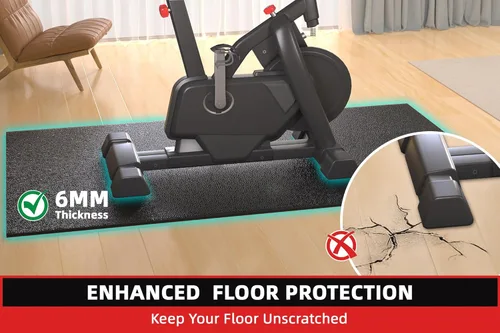 Miniatura 8 de Tapete para caminadora, 7'x3'/6'x3'/6'x2.5'/5.6'x2'/4'x2', 6mm de grosor, alfombrilla de equipo de ejercicio para gimnasio para piso de madera