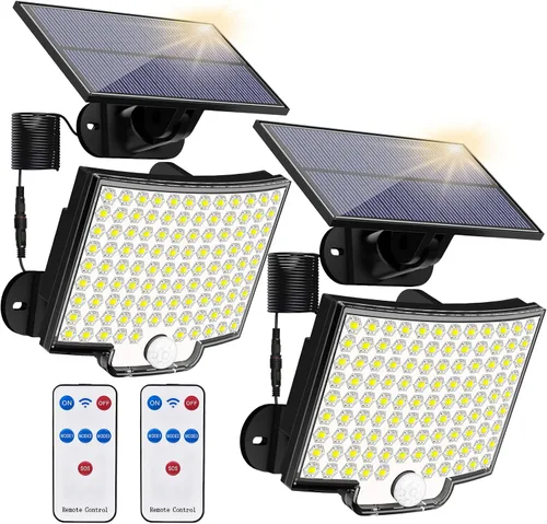 Miniatura 7 de Luces solares para exteriores, 106 LED 3000LM con sensor de movimiento, luces de inundación solares alimentadas por energía solar con control