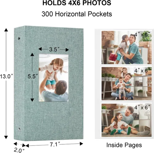 Miniatura 81 de Vienrose - Álbum de fotos de lino con 300 bolsillos de 4 x 6 pulgadas, cubierta de tela, para bodas, familias, aniversarios y bebés Morado