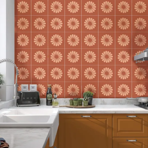 Miniatura 35 de Adhesivos de vinilo para azulejos de pared autoadhesivos, calcomanías impermeables para decoración de cocina, baño, línea ondulada de abulón, 6 x 6