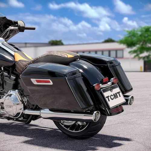 Miniatura 3 de TCMT - Alforjas duras estiradas de 4" en negro vívido con cierre negro para Harley 2014-2024 Touring CVO Street Road Glide Road King