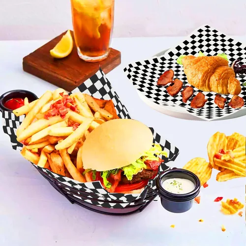 Miniatura 6 de 120 hojas de papel encerado de 12 x 12 pulgadas, cesta de comida para sándwich, forros de hojas de papel encerado a cuadros para envolver pan