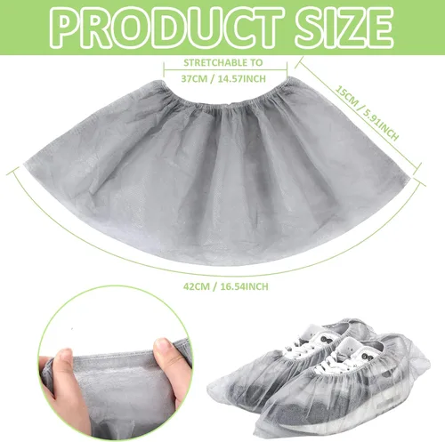 Miniatura 3 de Tigeen 200 unidades/100 pares de fundas desechables para zapatos, no tejidas, elásticas, antideslizantes, impermeables, protectores de zapatos