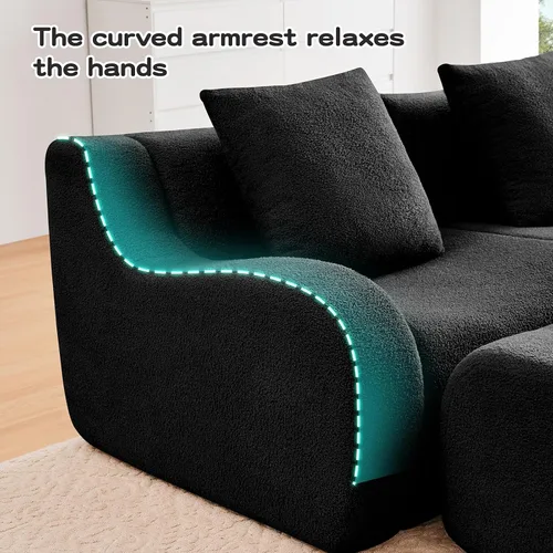 Miniatura 6 de Sofás de peluche sin hueso para sala de estar, juego de sofá modular negro con asiento profundo, sofá de gran tamaño, sofás para sala, cómodos sofás