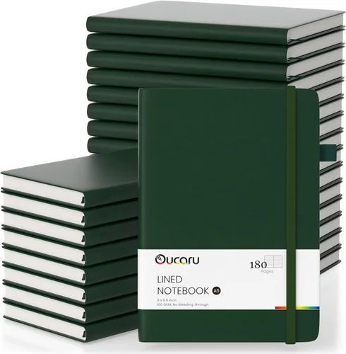 Miniatura 35 de Oucaru Cuaderno rayado, paquete de 4, 180 páginas, diarios A5 para escribir, papel grueso de 100 GSM, cuadernos pequeños diarios para mujeres y 4