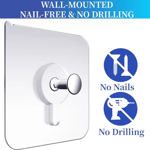 Miniatura 2 de Perchas para cuadros sin clavos, perchas de pared sin uñas, 20 unidades de ganchos de pared adhesivos para colgar con impermeable y a prueba