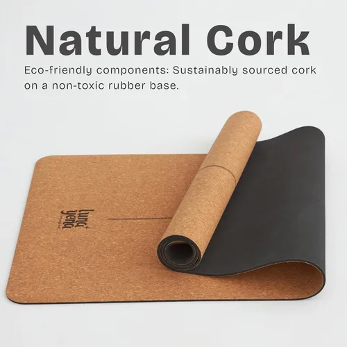 Miniatura 2 de LunaYena - Tapete de yoga de corcho, respetuoso con el medio ambiente, corcho natural antideslizante y base de goma no tóxica para mujeres