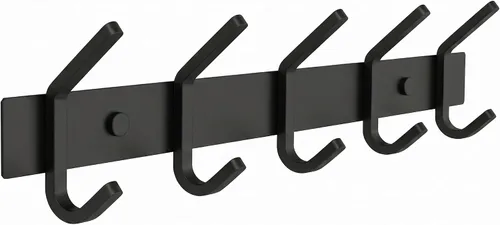 Miniatura 31 de Perchero de Abrigos Pequeño Negro Mate para Pared – Riel de Ganchos de Acero Inoxidable de 6 Pulgadas con 2 Ganchos Dobles para Abrigos